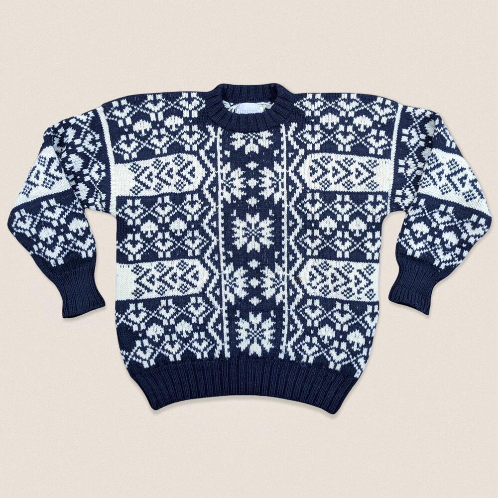 Vintage fair isle Grandpa chunky Wool Sweater crewneck passports of pier imports